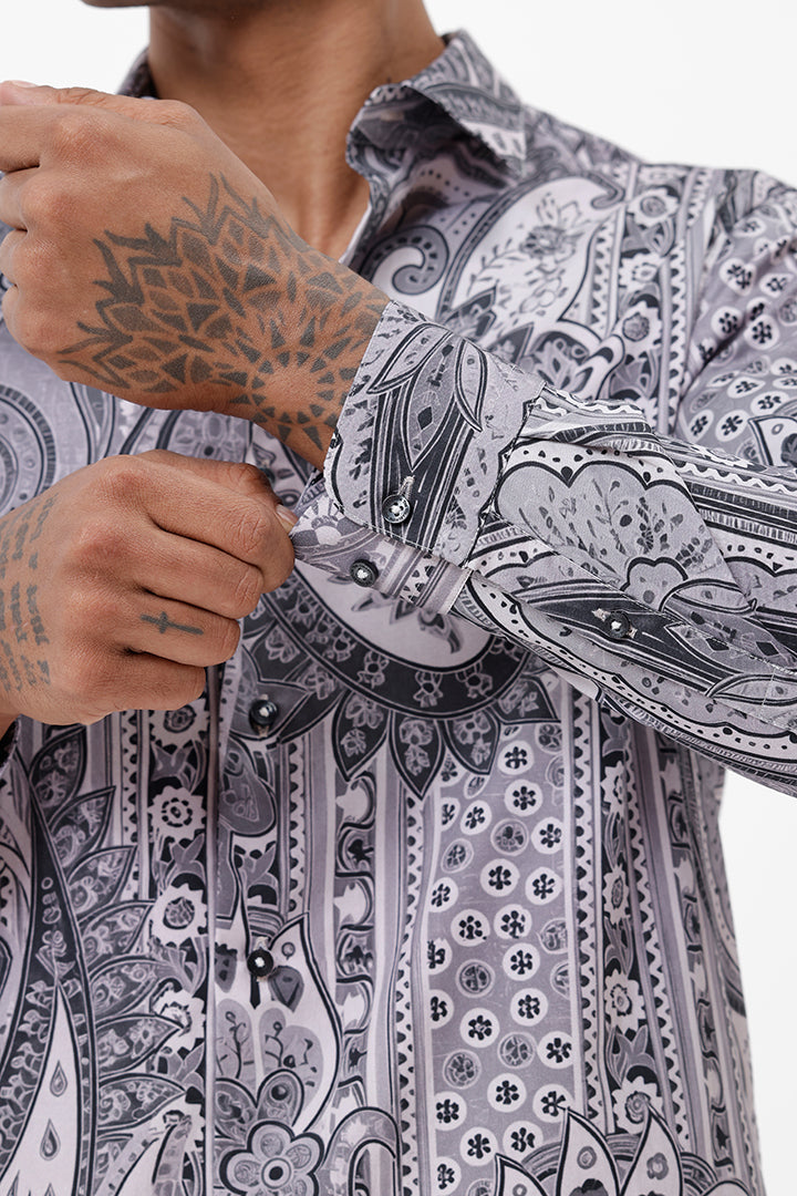 STONE PAISLEY COTTON PRINT SHIRT
