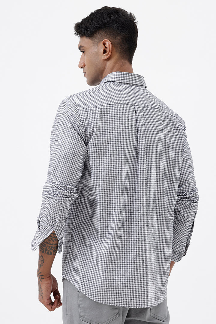 GREY MELANGE COTTON CHECK SHIRT