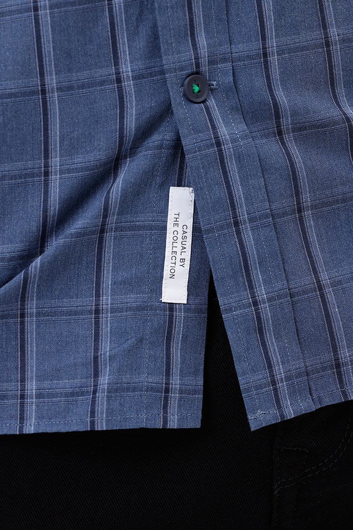 ROYAL BLUE MELANGE COTTON CHECK SHIRT