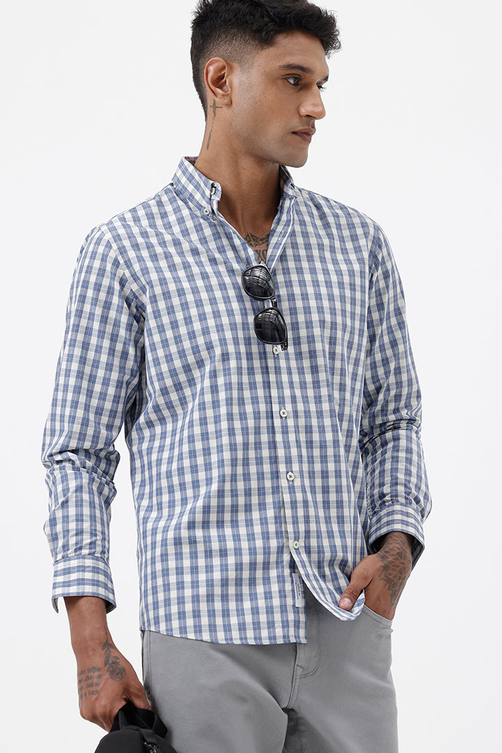 BLUE COTTON CHECK SHIRT
