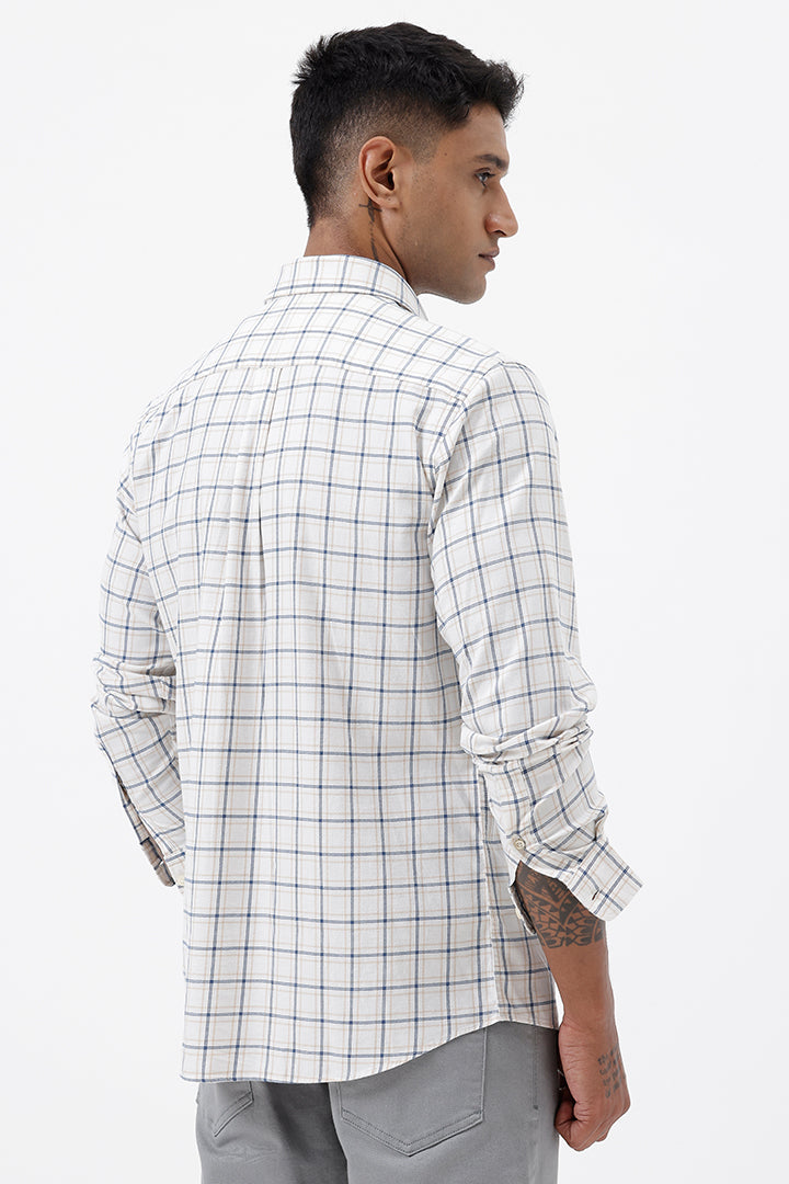 OFF WHITE COTTON CHECK SHIRT