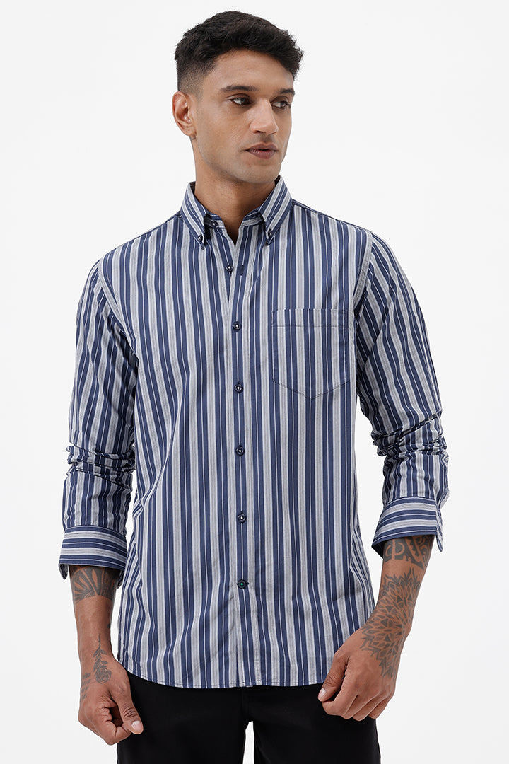 BLUE COTTON STRIPE SHIRT