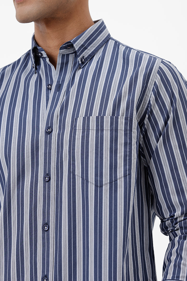 BLUE COTTON STRIPE SHIRT