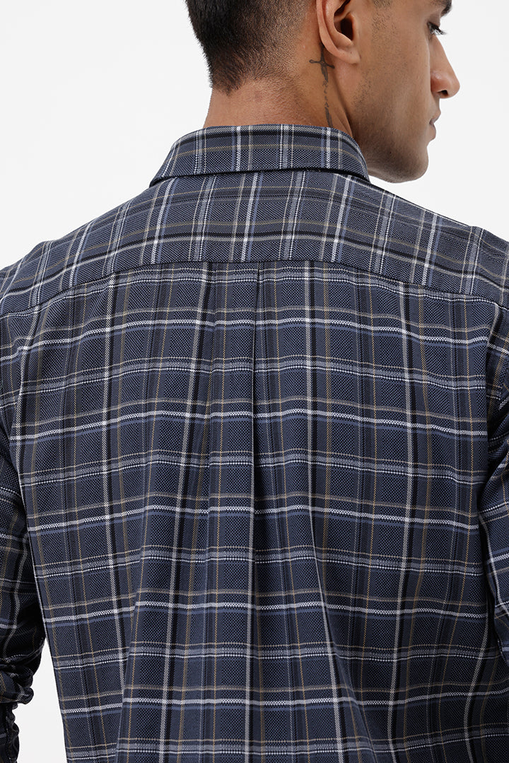 NAVY COTTON CHECK SHIRT