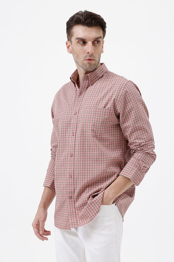 ONION PINK COTTON CHECK SHIRT
