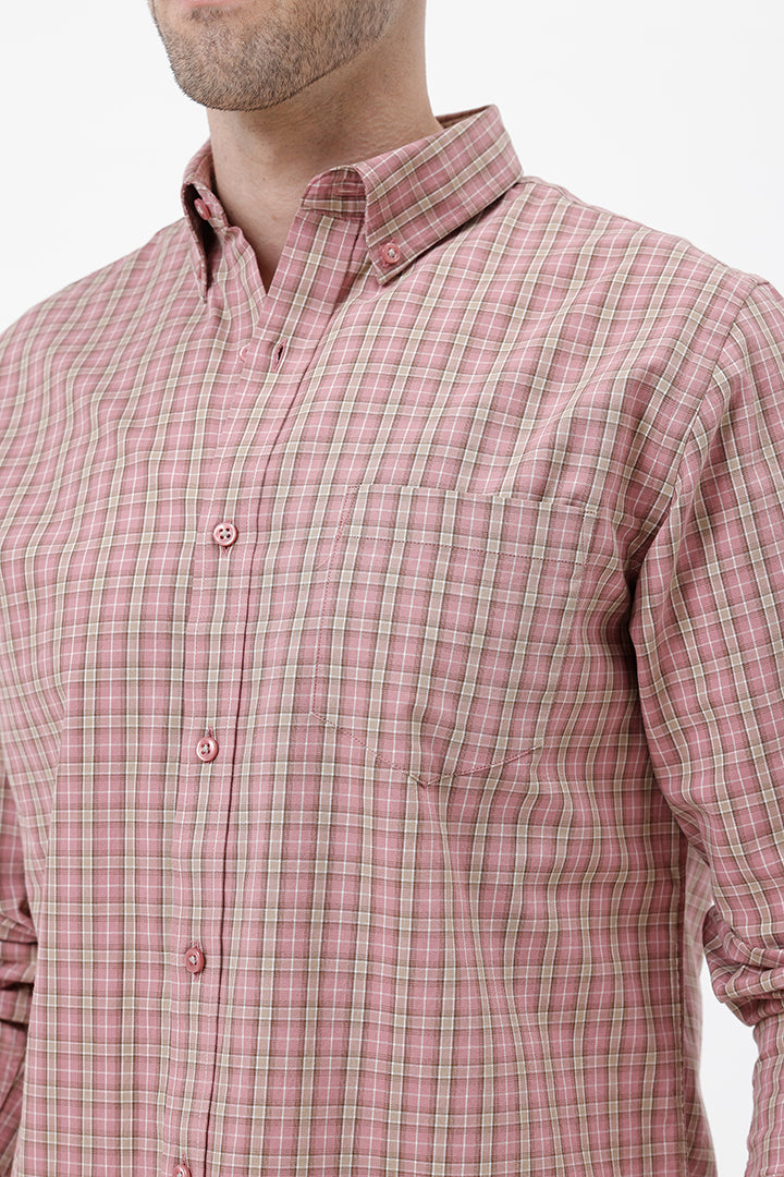 ONION PINK COTTON CHECK SHIRT
