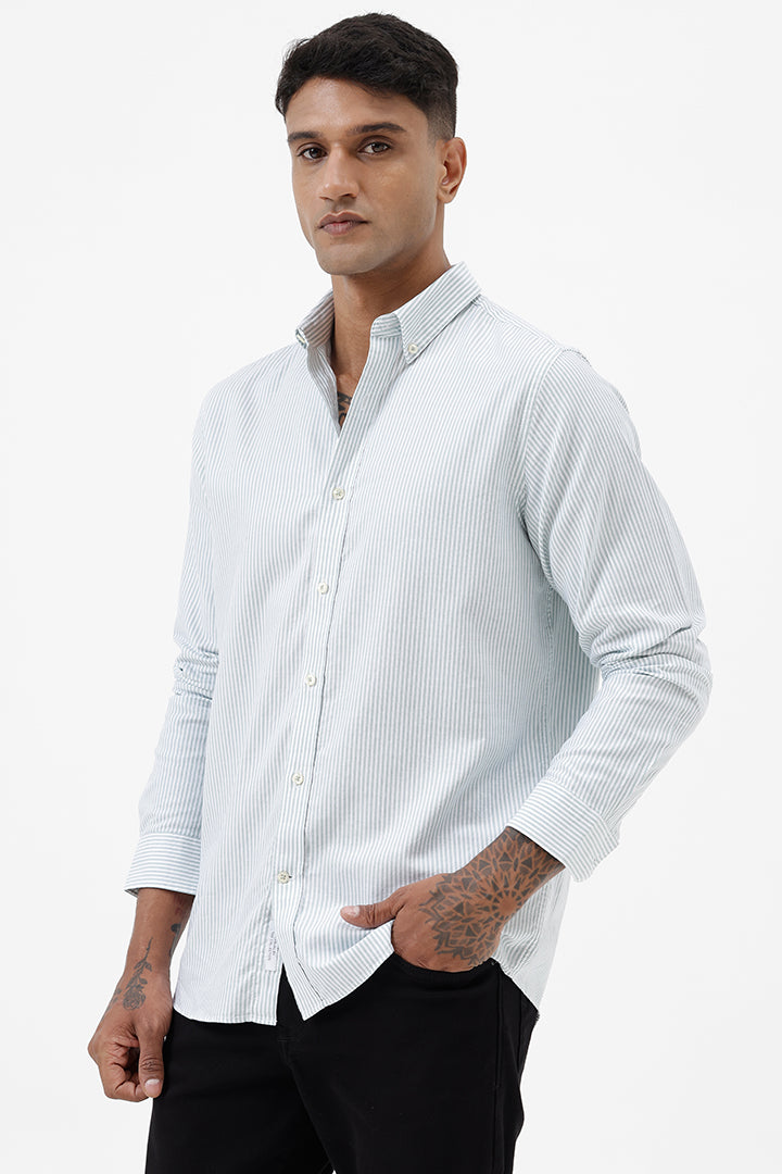 GREEN OXFORD STRIPE SHIRT
