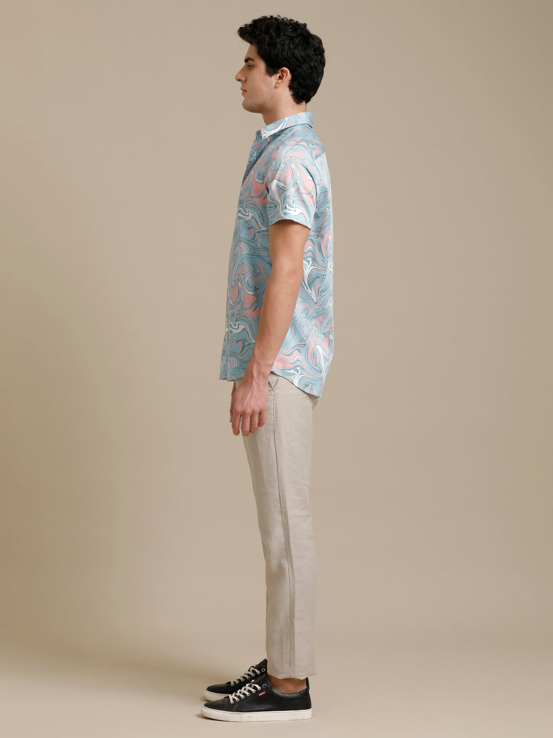 Marble Print Short Sleeve Shirt
