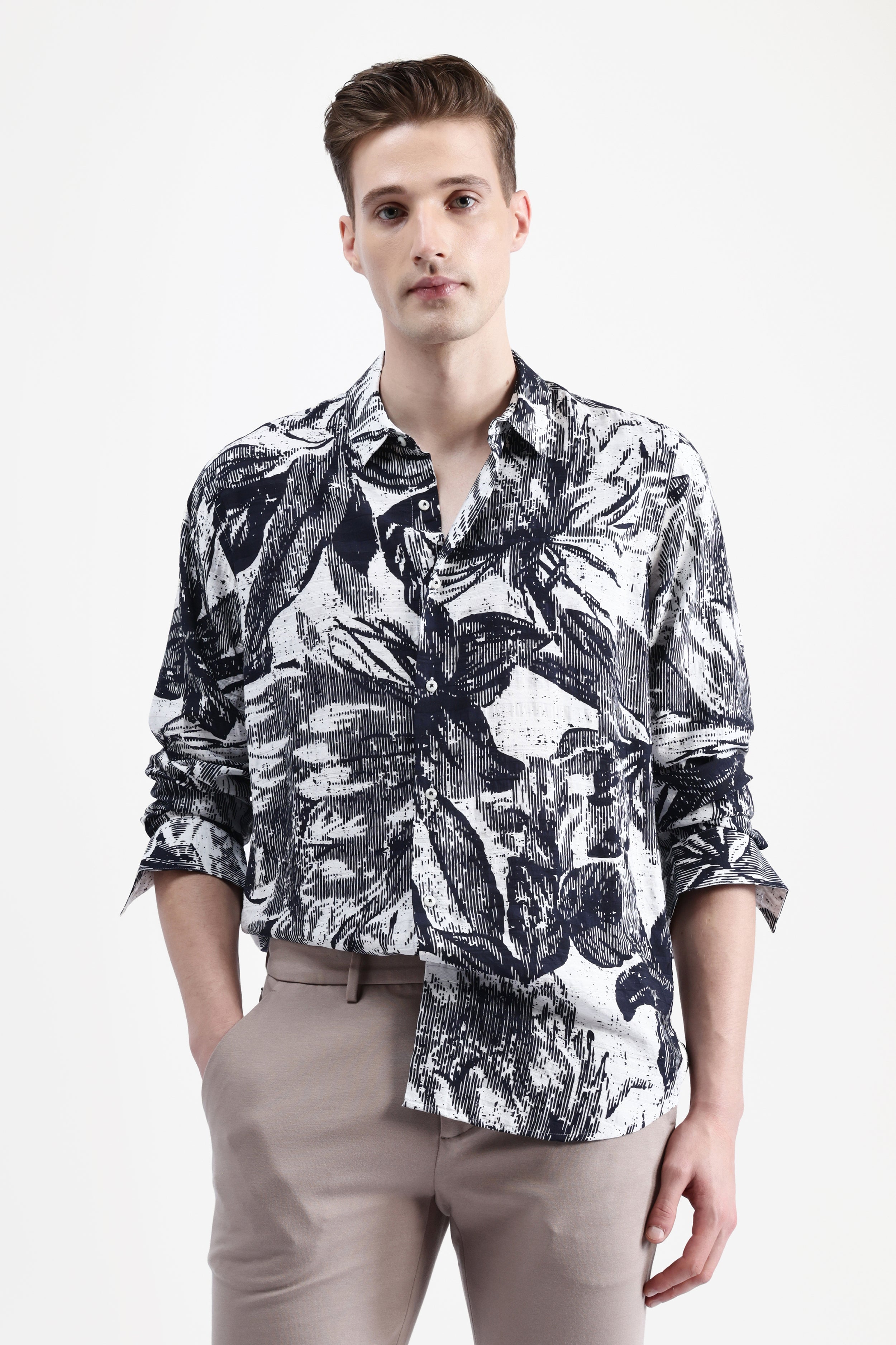 ABSTRACT FLORAL PRINT SHIRT