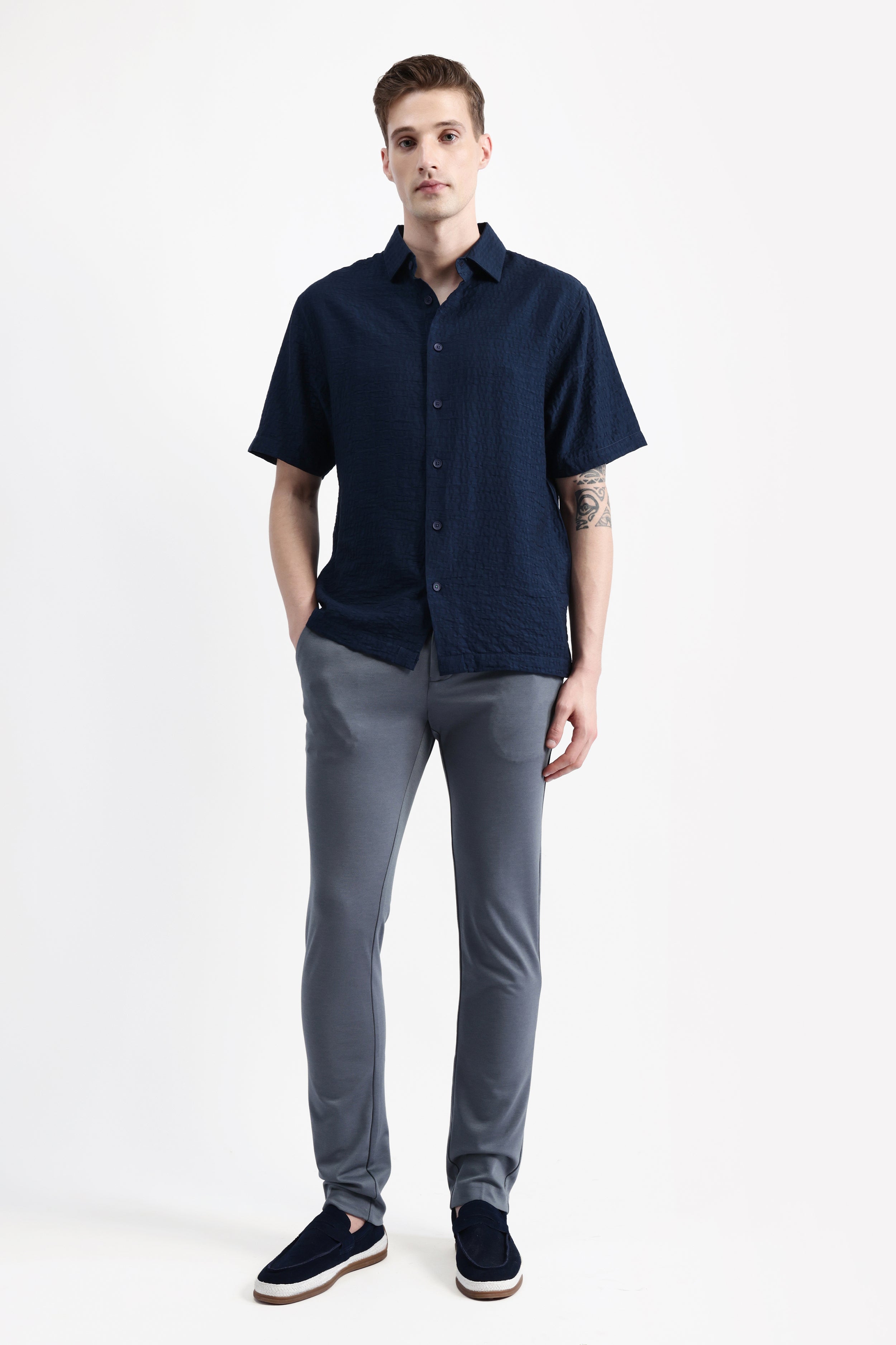 HALF SLEEVES TEXURED SHIRT