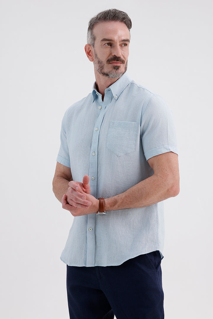 AQUA BLUE LINEN SHIRT