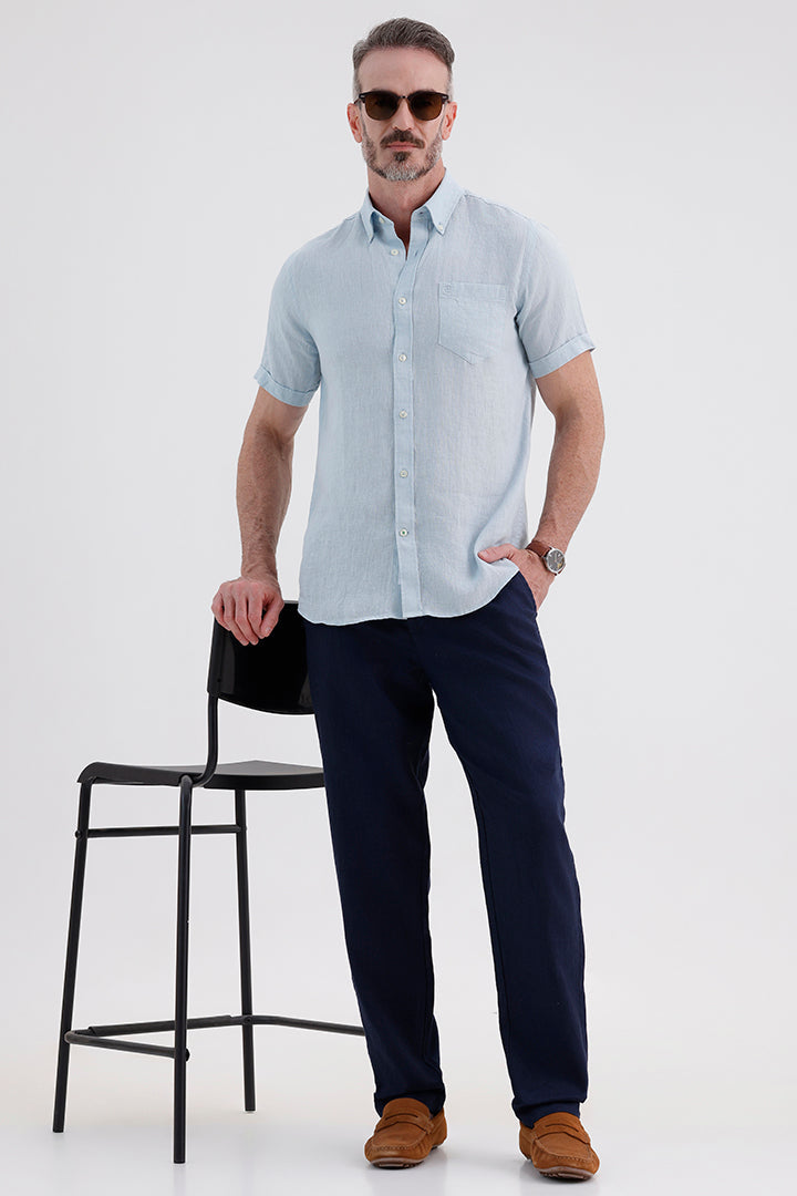 AQUA BLUE LINEN SHIRT