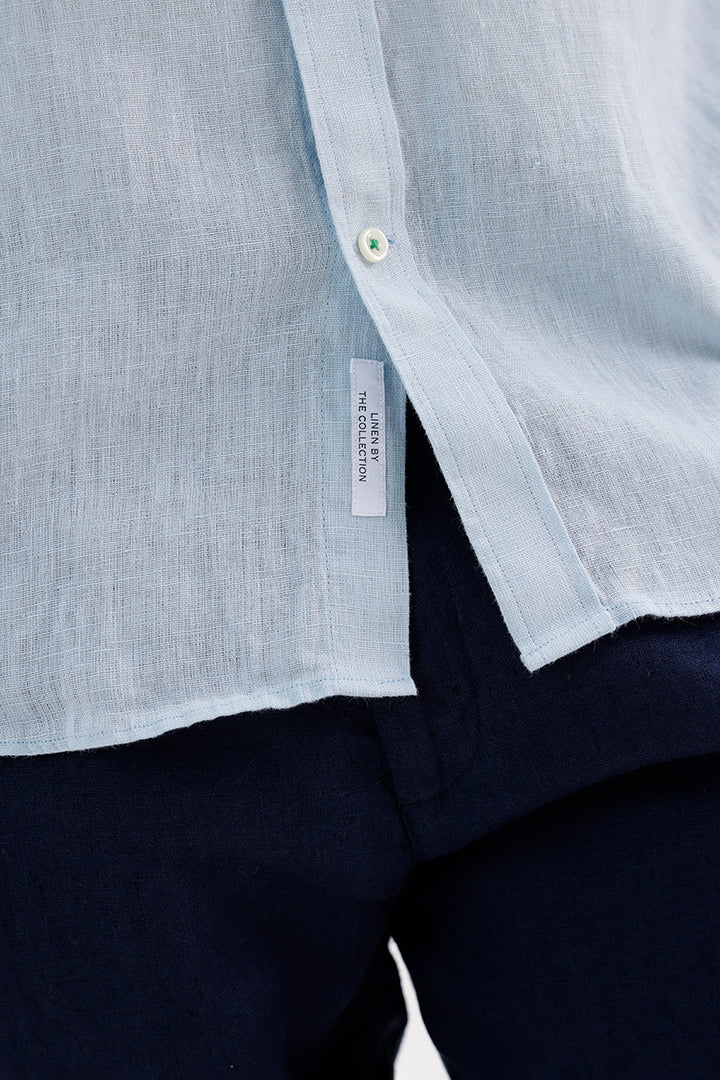 AQUA BLUE LINEN SHIRT