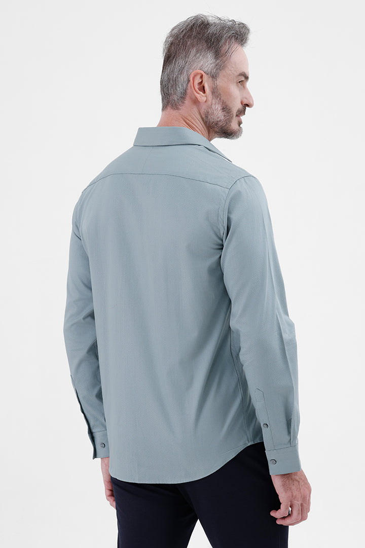 LT GREEN COTTON
PLACEMENT STRIPE SHIRT