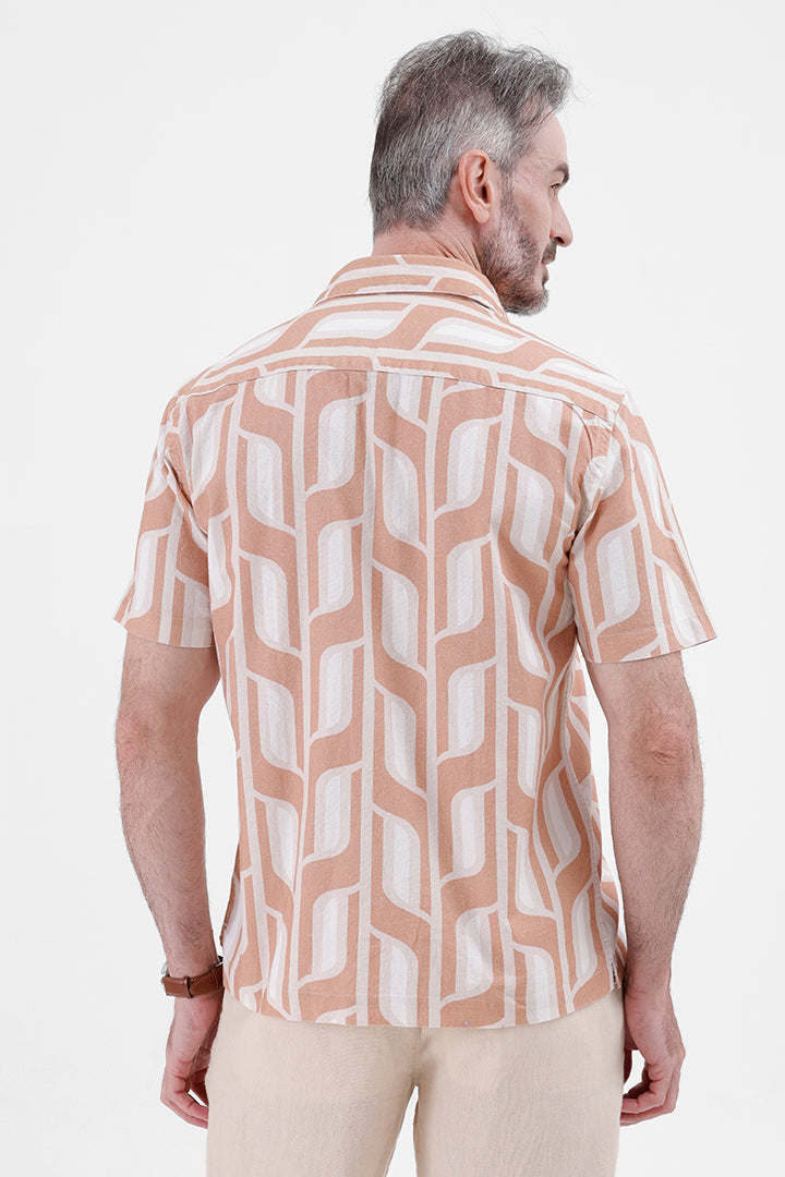 BRICK ORANGE GEOMETRIC
COTTON LINEN PRINT SHIRT