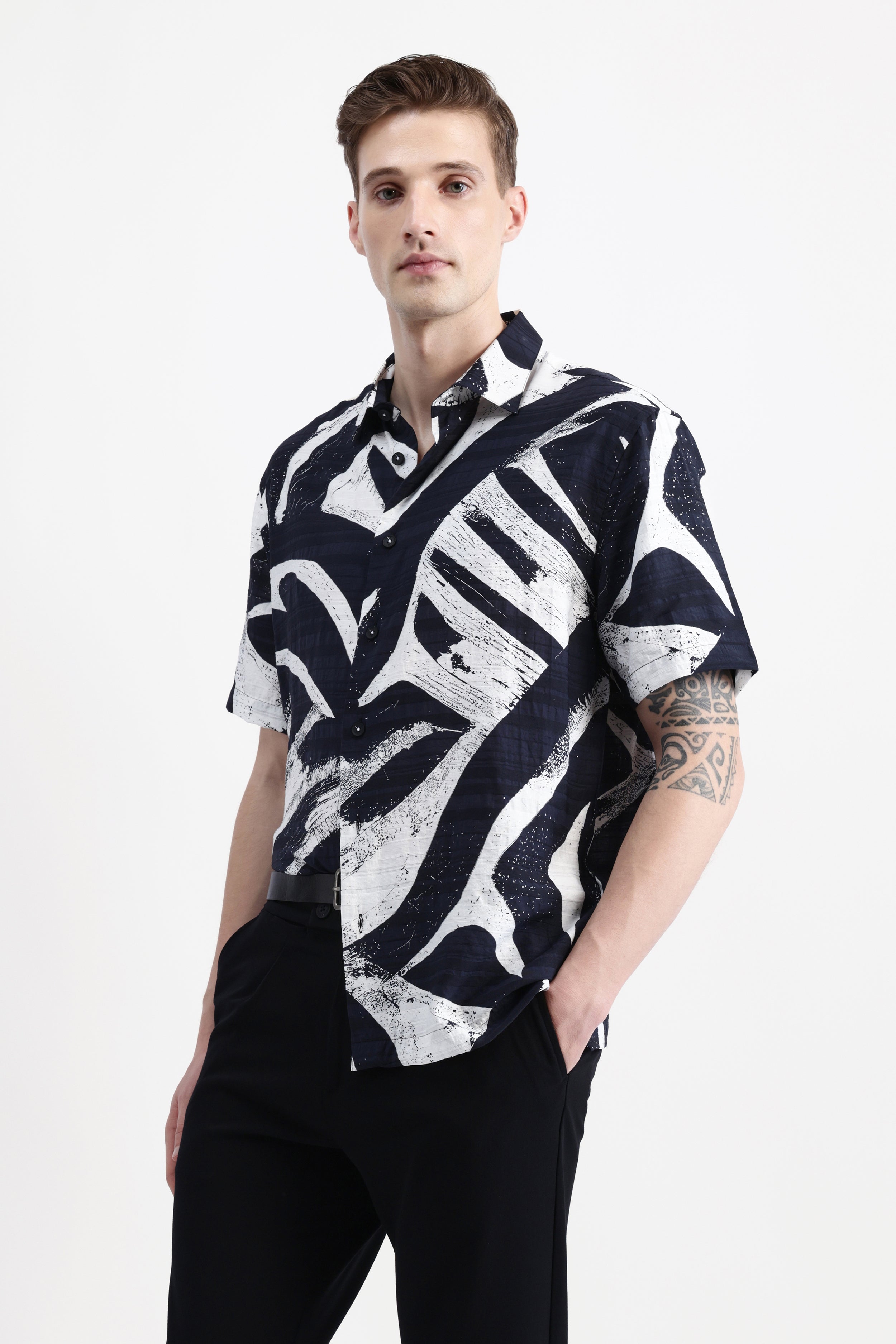 ABSTRACT PRINT HALF SLEEVE SHIRT