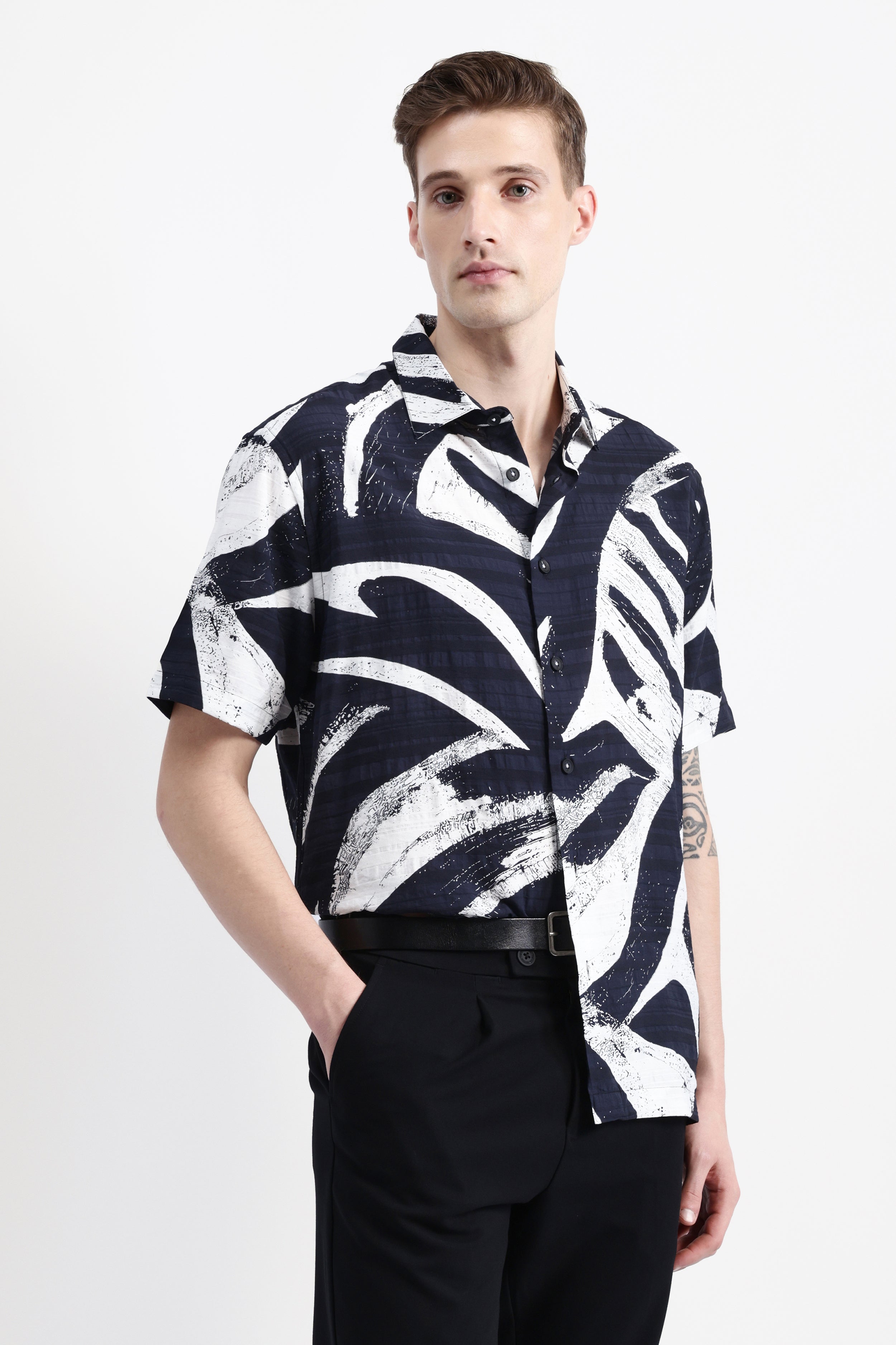 ABSTRACT PRINT HALF SLEEVE SHIRT