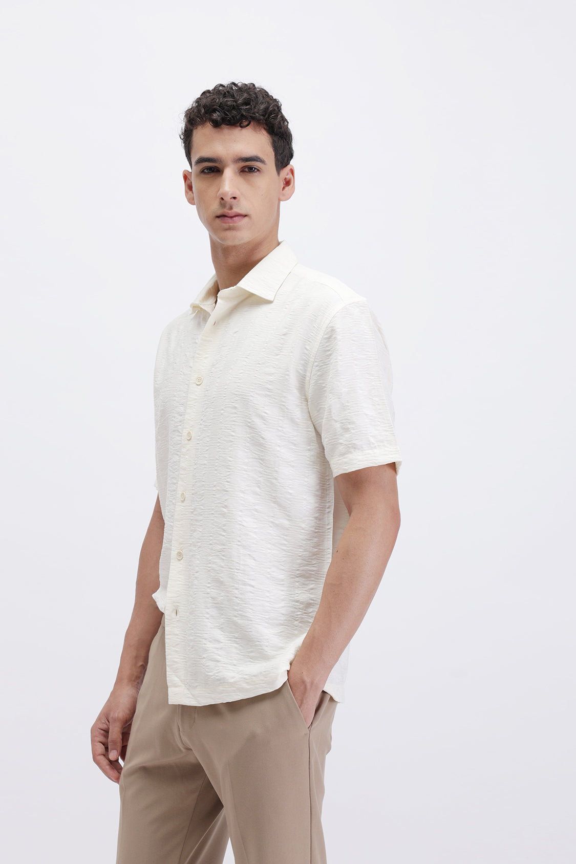 CRINKLE EFFECT TEXTURED SHIRT
