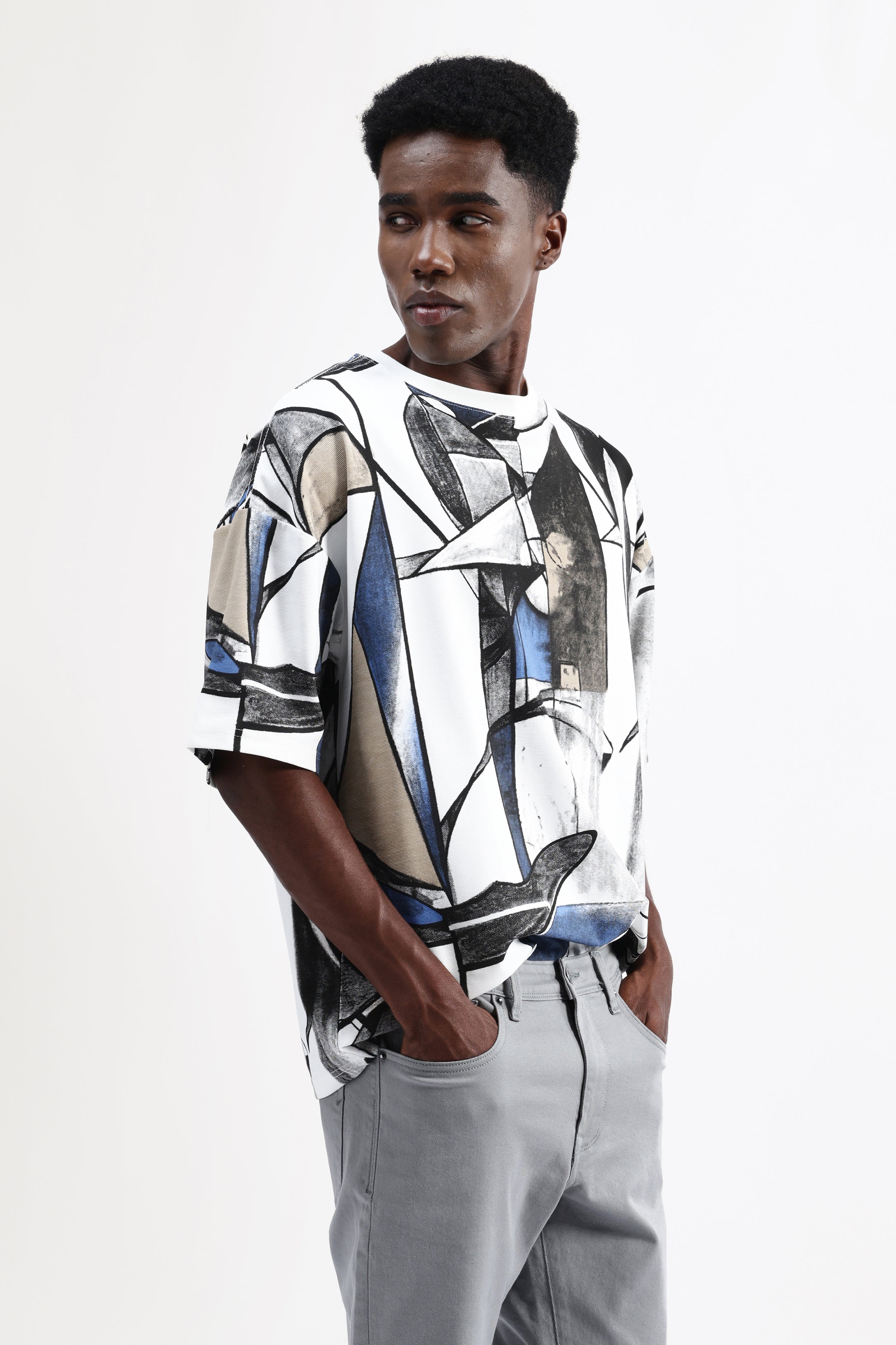 ABSTRACT PRINT OVERSIZED T-SHIRT