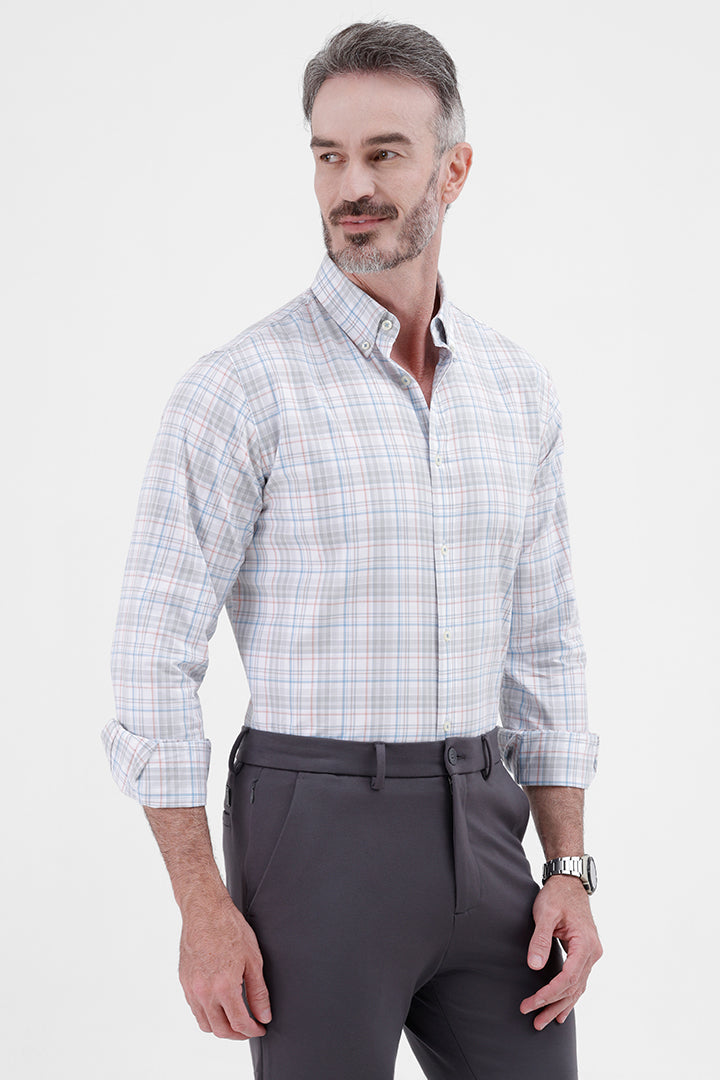 WHITE MULTI COTTON CHECK SHIRT