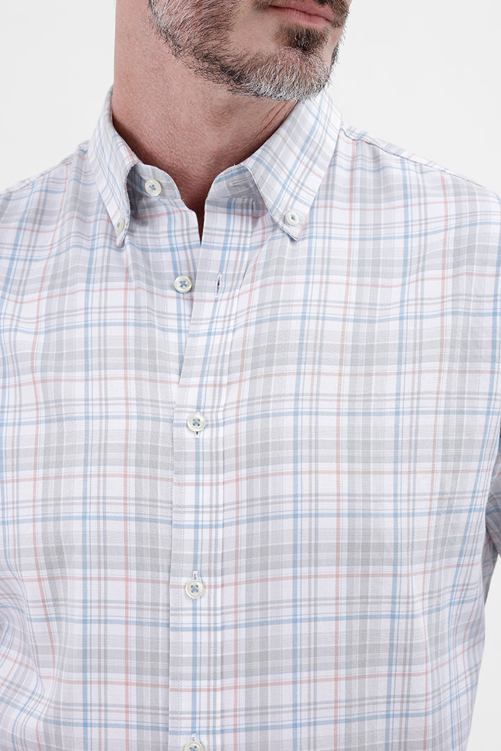 WHITE MULTI COTTON CHECK SHIRT