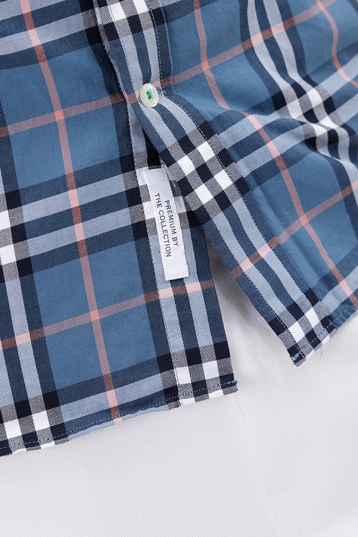 BLUE WHITE COTTON CHECK SHIRT
