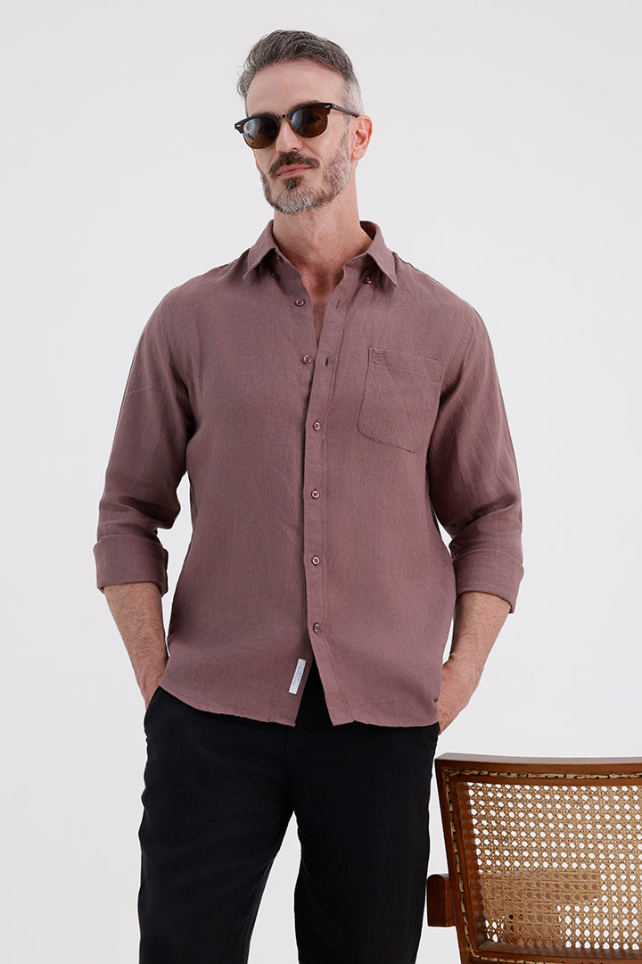 GRAPE BROWN LINEN SHIRT