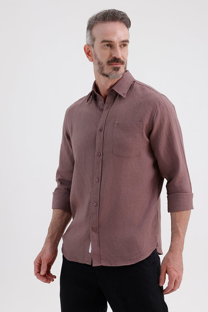 GRAPE BROWN LINEN SHIRT