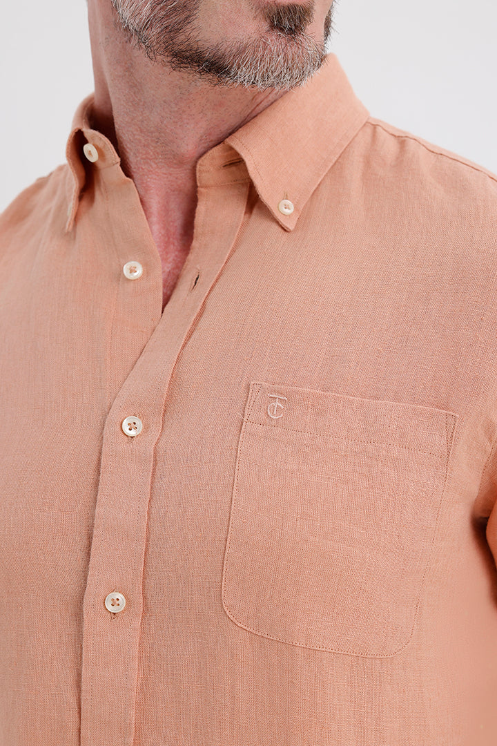 LIGHT SALMON LINEN SHIRT