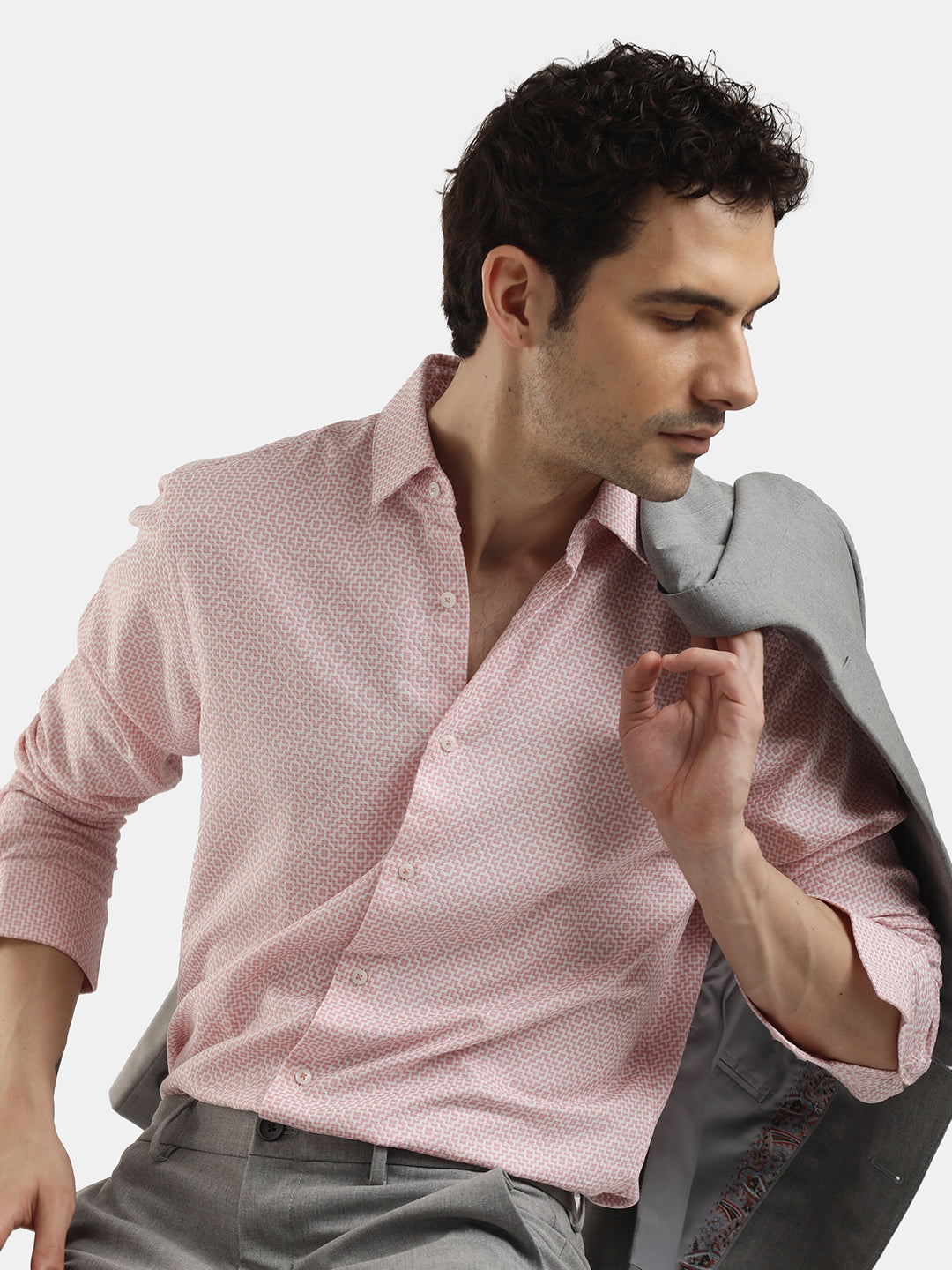 GEOMETRIC JACQUARD CASUAL SHIRT