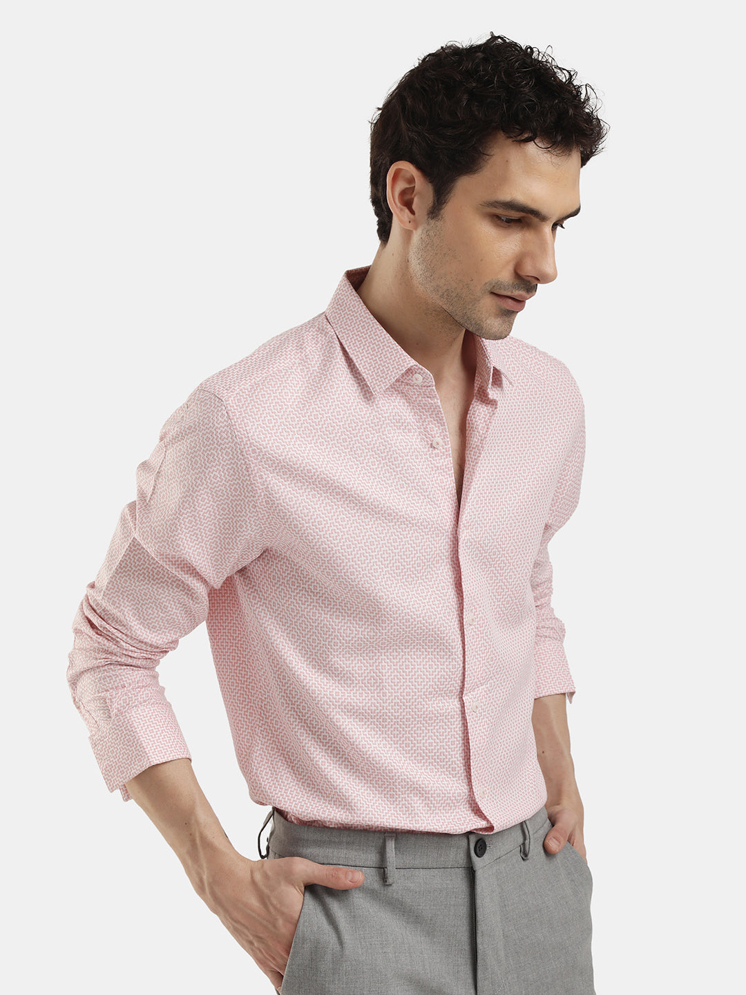 GEOMETRIC JACQUARD CASUAL SHIRT