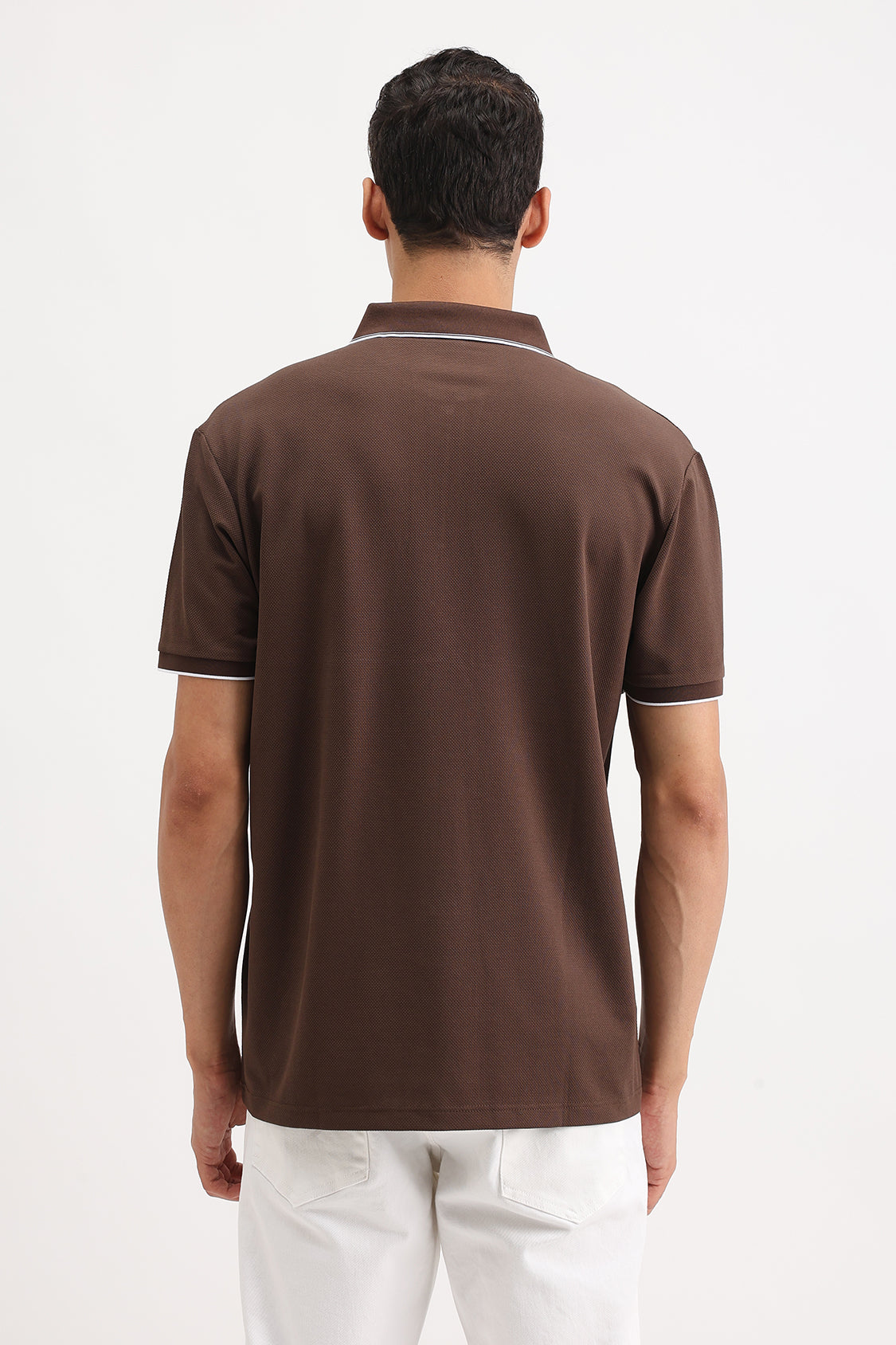 PLAIN ZIPPER POLO T-SHIRT