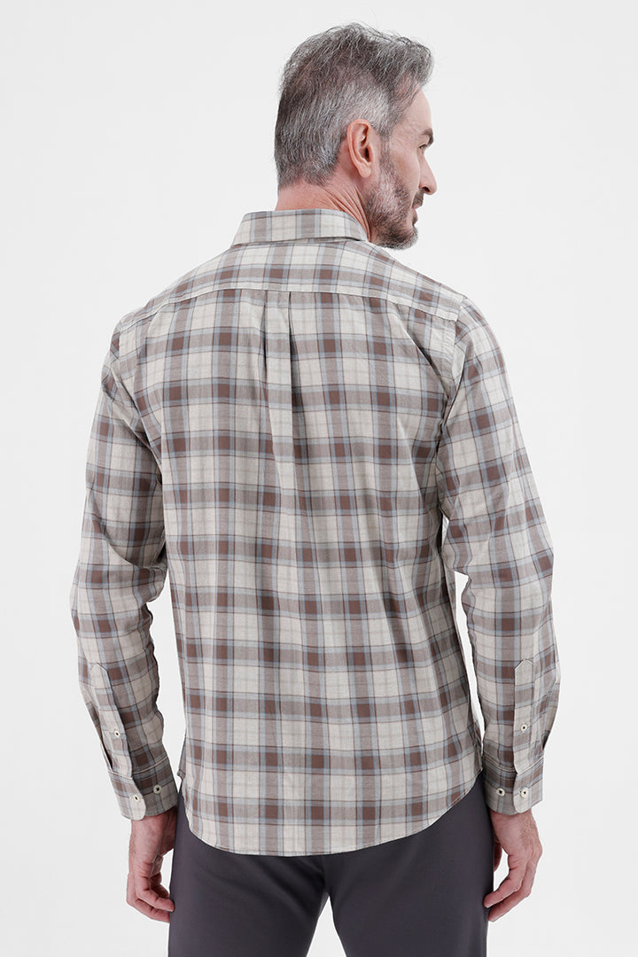BROWN COTTON CHECK SHIRT