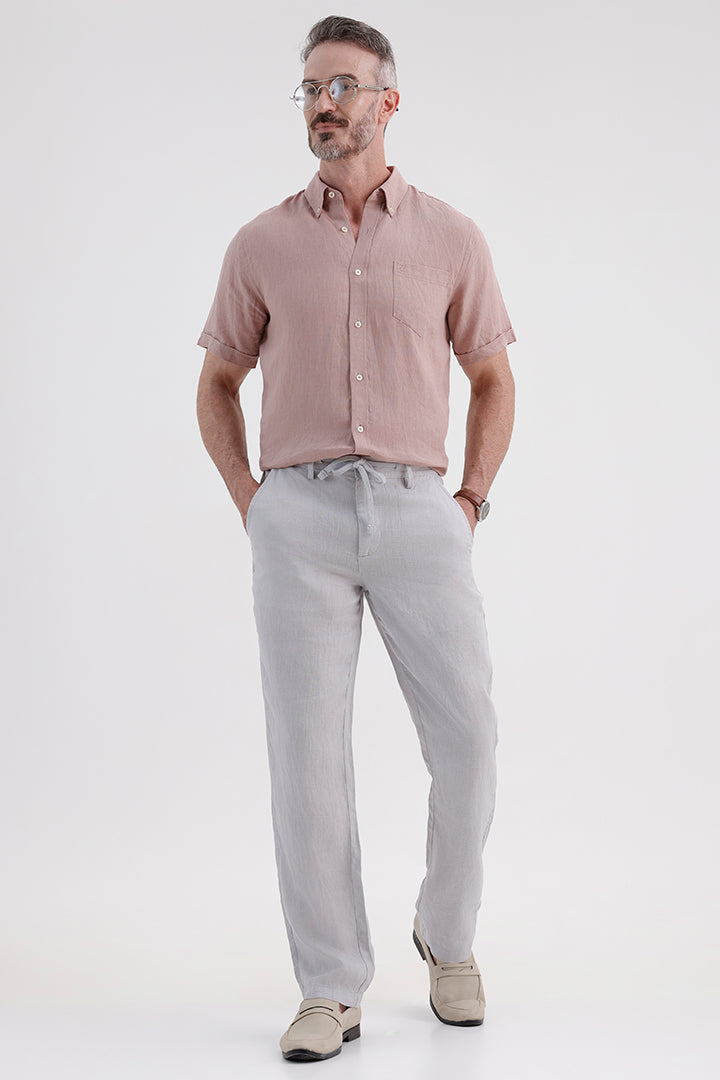 METALLIC GREY LINEN TROUSER