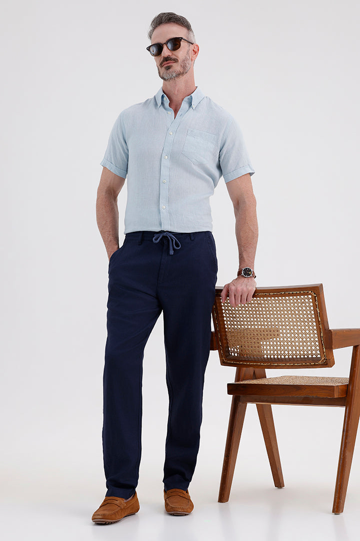 NAVY LINEN TROUSER