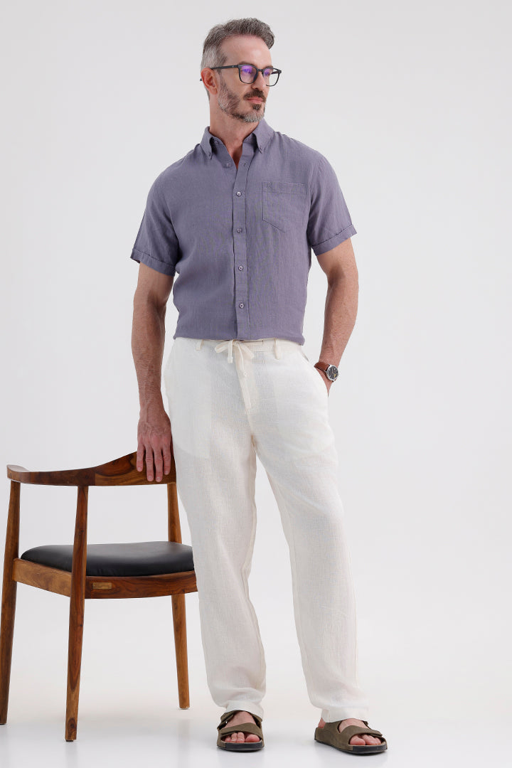 OFF WHITE LINEN TROUSER