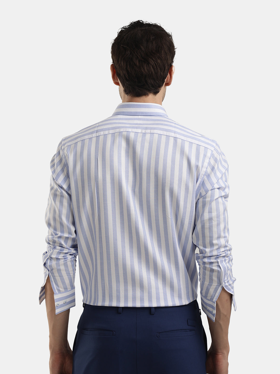LIGHT BLUE SLIM FIT STRIPED SHIRT