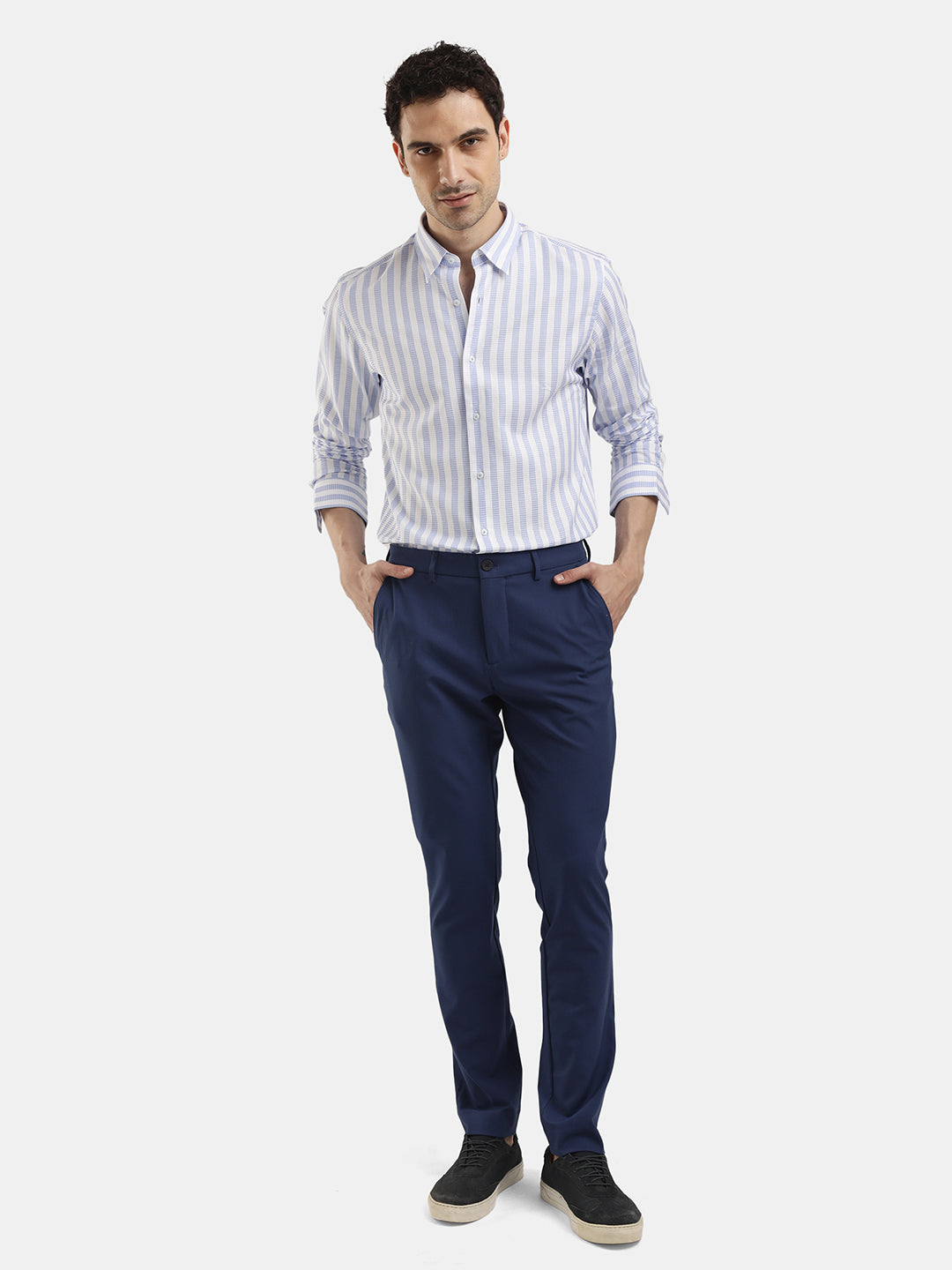 LIGHT BLUE SLIM FIT STRIPED SHIRT
