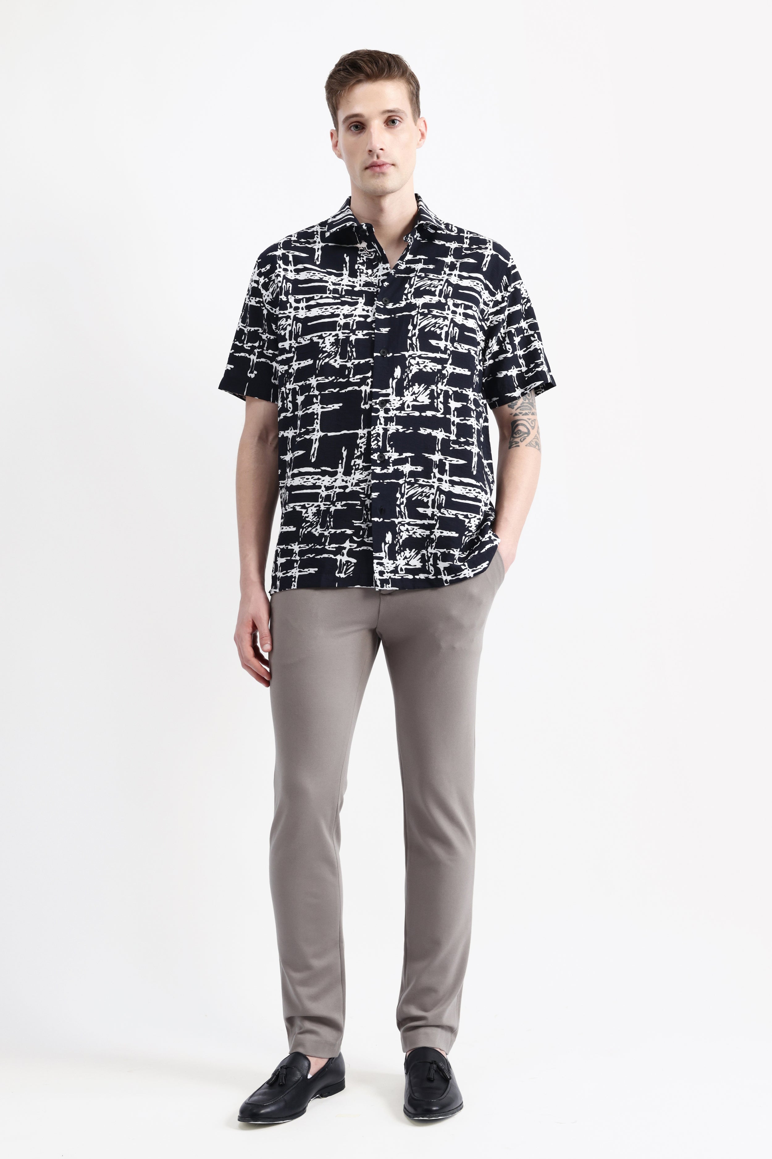 ABSTRACT PRINT HALF SLEEVE SHIRT