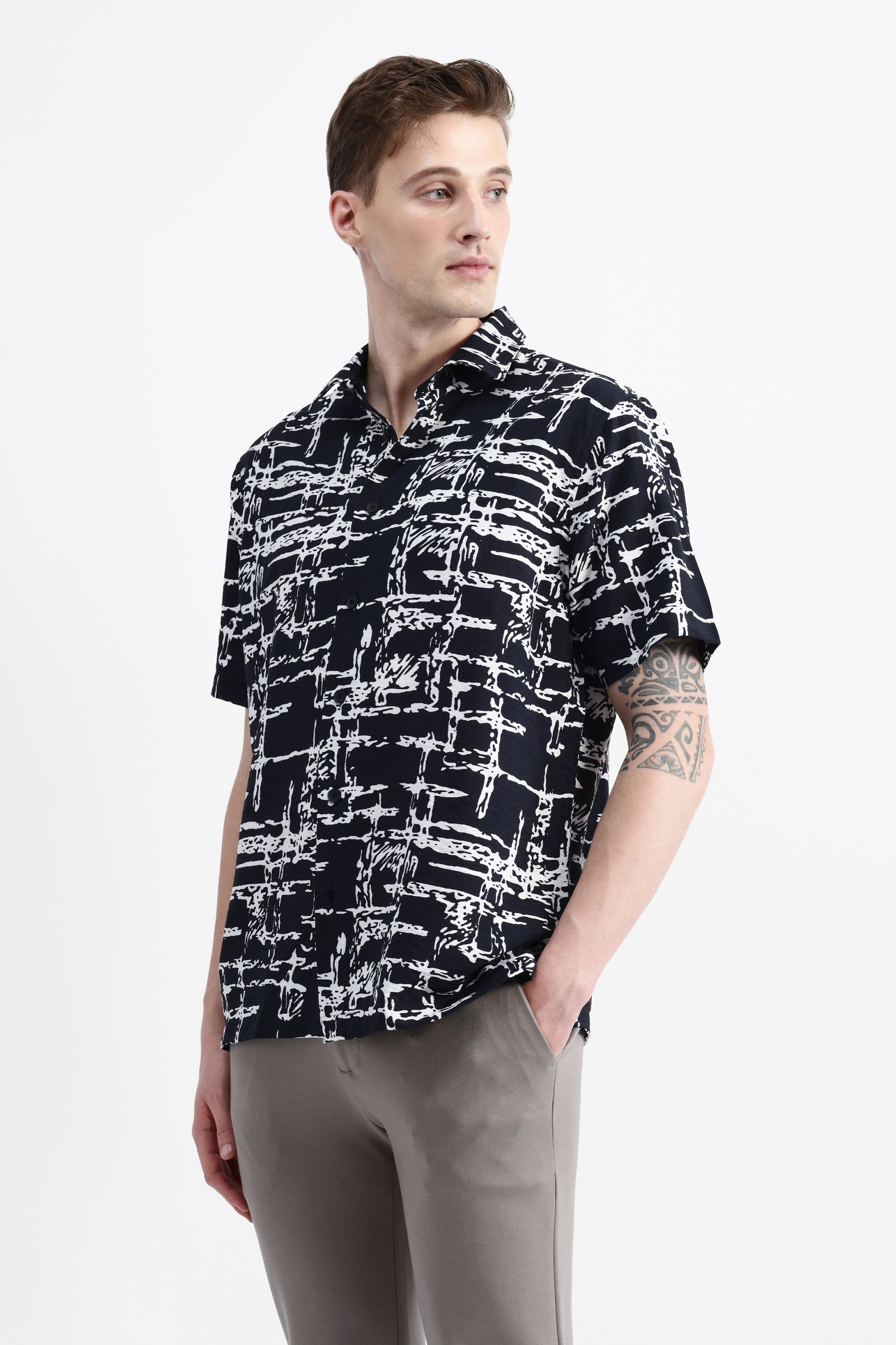ABSTRACT PRINT HALF SLEEVE SHIRT