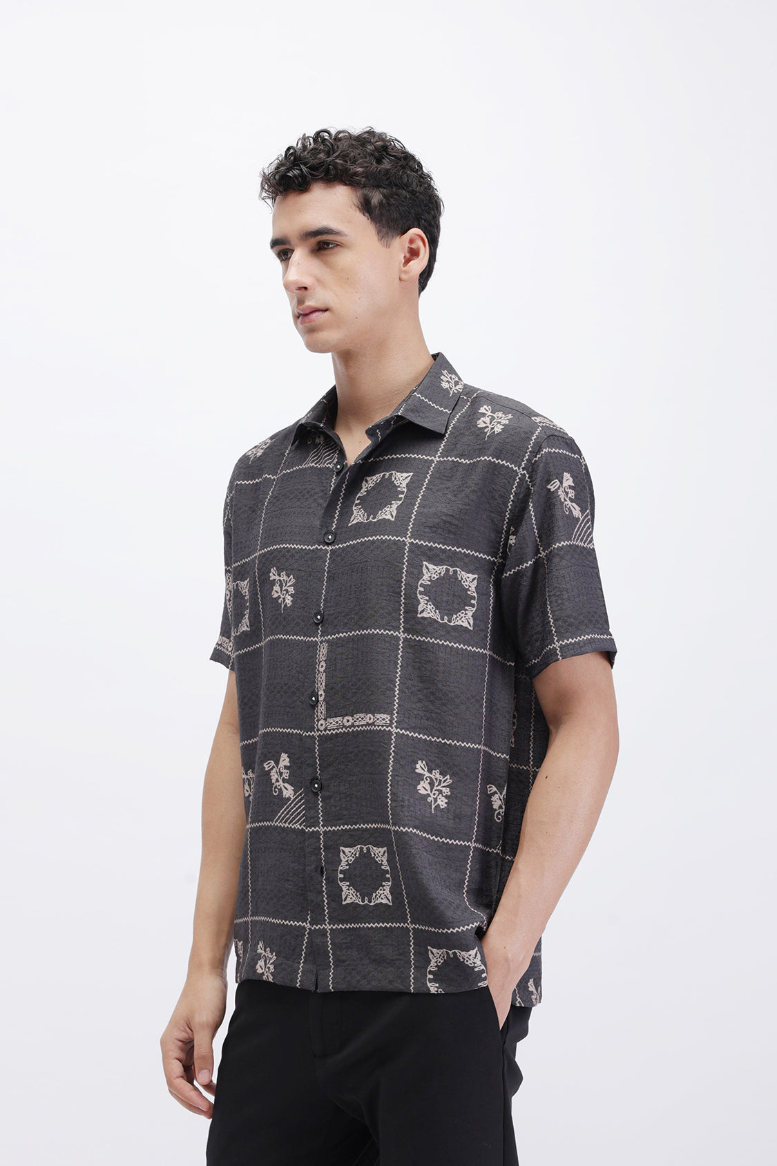 ABSTRACT CHECKED SLIM FIT SHIRT