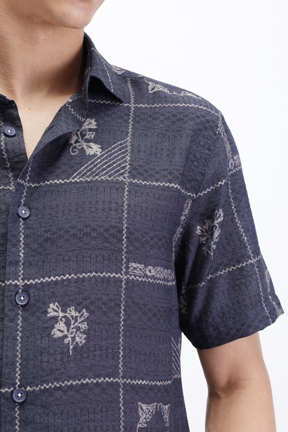 ABSTRACT CHECKED SLIM FIT SHIRT