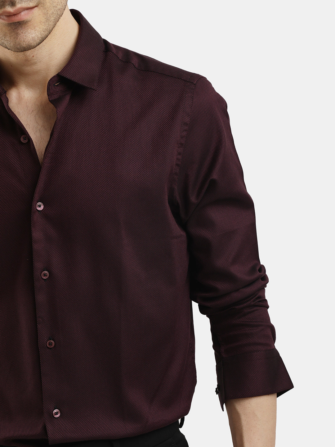 PLAIN DOBBY MAESTRO WINE SHIRT
