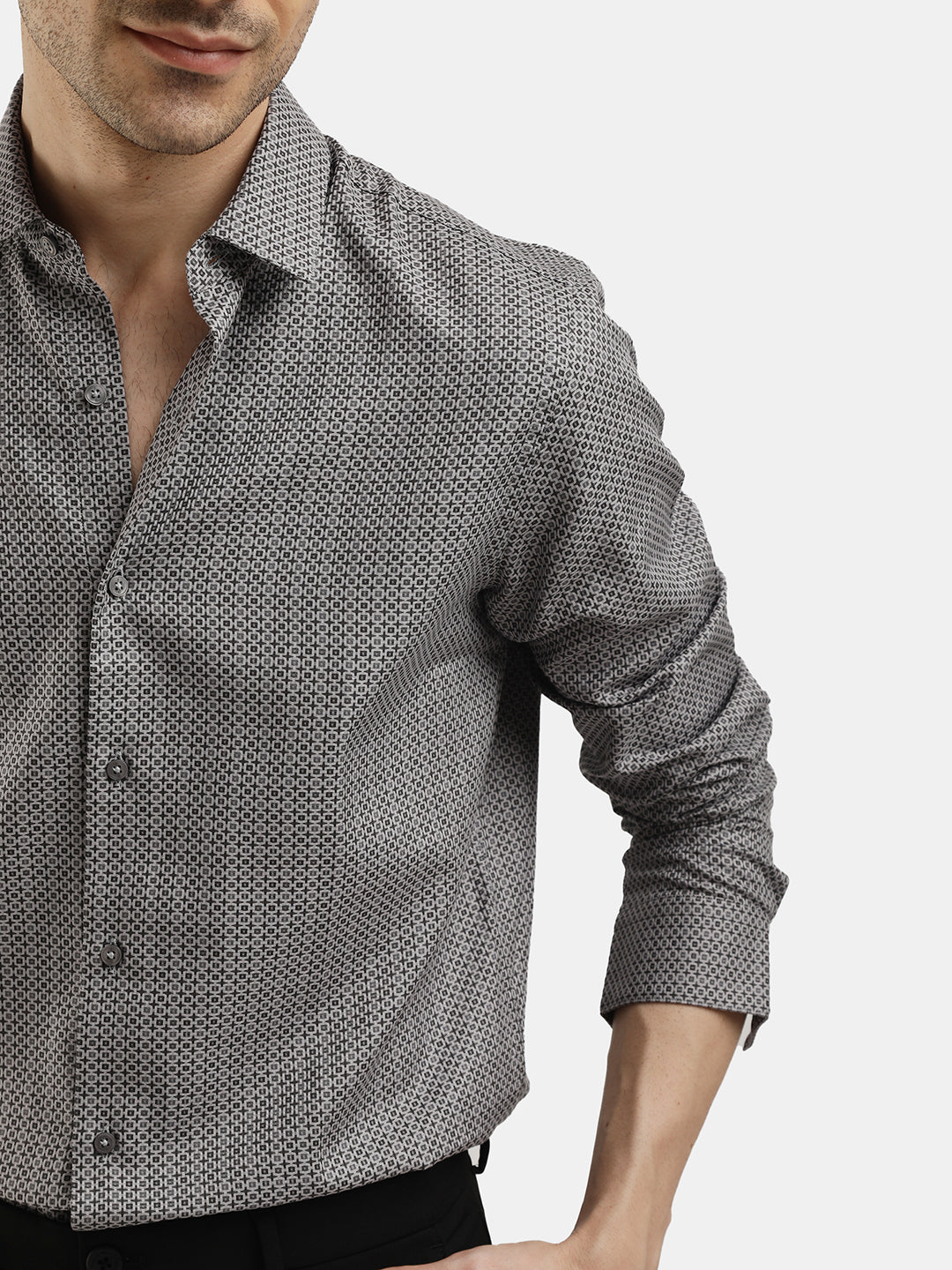 GREY DOBBY JACQUARD SHIRT