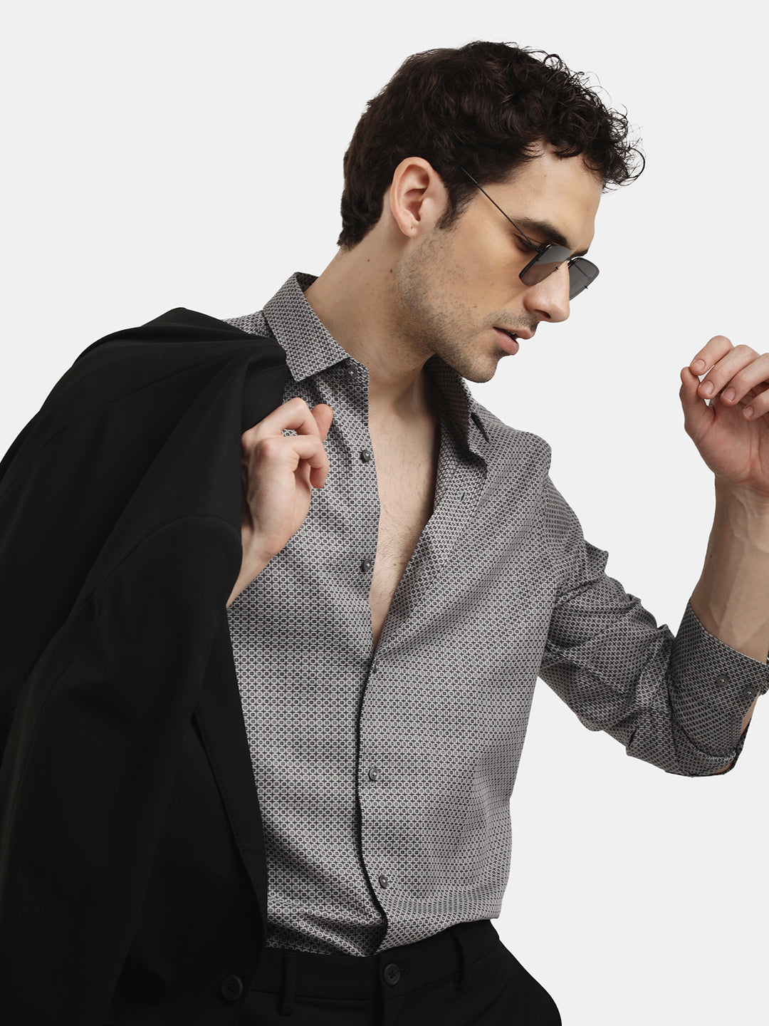 GREY DOBBY JACQUARD SHIRT