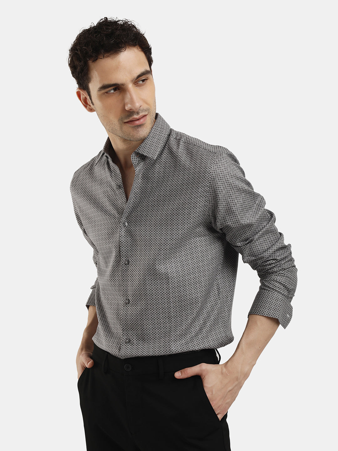 GREY DOBBY JACQUARD SHIRT