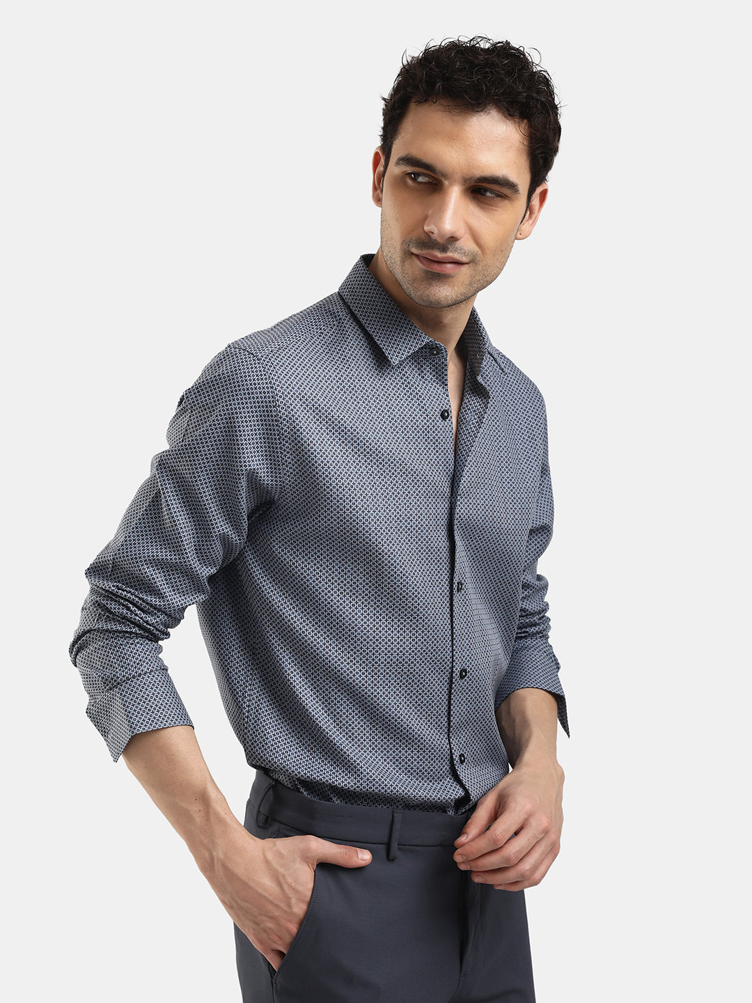 LIGHT BLUE DOBBY JACQUARD SHIRT
