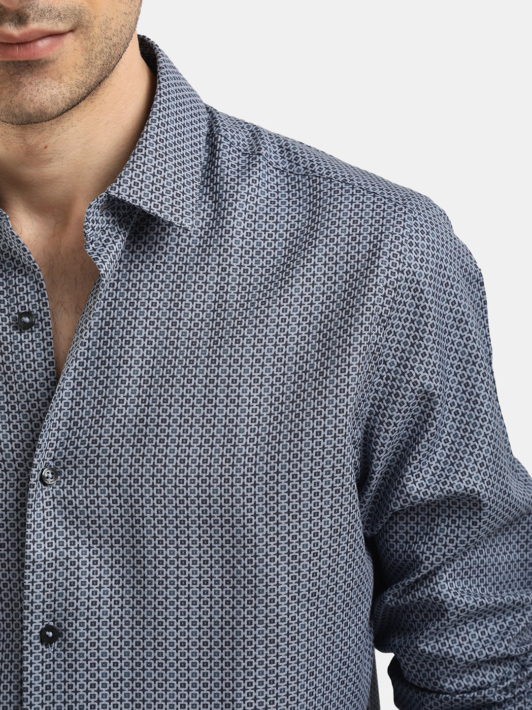 LIGHT BLUE DOBBY JACQUARD SHIRT