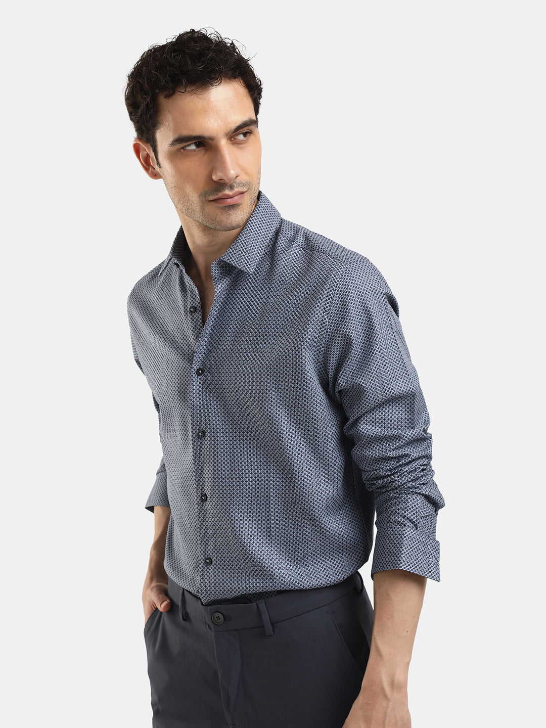 LIGHT BLUE DOBBY JACQUARD SHIRT