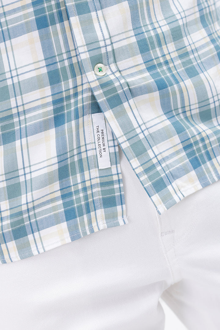 WHITE BLUE COTTON CHECK SHIRT